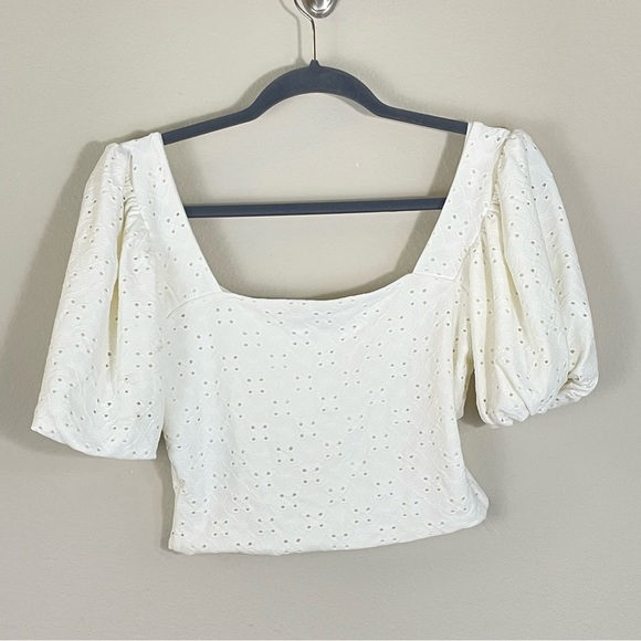Z Supply Mae Knit Eyelet Cropped Top Off White Size Small - Picture 6 of 8